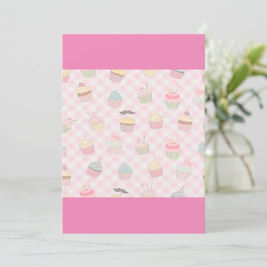 Invitation Motif Gâteau Rose Gingham