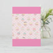 Invitation Motif Gâteau Rose Gingham (Debout devant)
