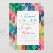 Invitation Motif géométrique Abstrait coloré.               (Devant / Derrière)