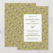 Invitation Motif géométrique d'or, fête d'anniversaire modern (Devant / Derrière)