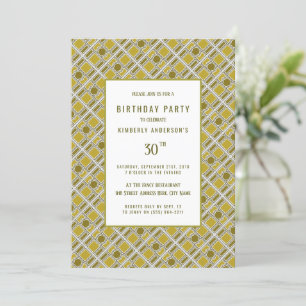 Invitation Motif géométrique d'or, fête d'anniversaire modern