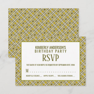 Invitation Motif géométrique doré, moderne Anniversaire RSVP