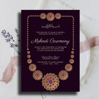 Invitation Motif Géométrique Islamique Élégant et Floral Mehn