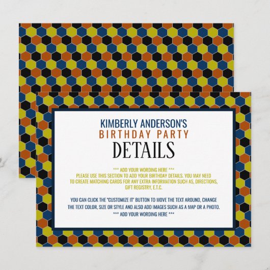 Invitation Motif géométrique lumineux, moderne détails d'anni (Devant / Derrière)