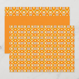 Invitation Motif géométrique pixel en pastel sur orange vibra
