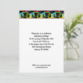 Invitation Motif géométrique rétro multicolore Anniversaire (Debout devant)