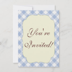Invitation Motif Gingham Bleu Clair Imprimé Carreaux Classiqu