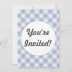 Invitation Motif Gingham Bleu Clair Imprimé Carreaux Classiqu