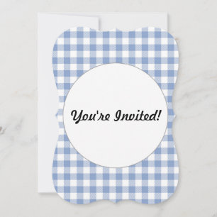 Invitation Motif Gingham Bleu Clair Imprimé Carreaux Classiqu