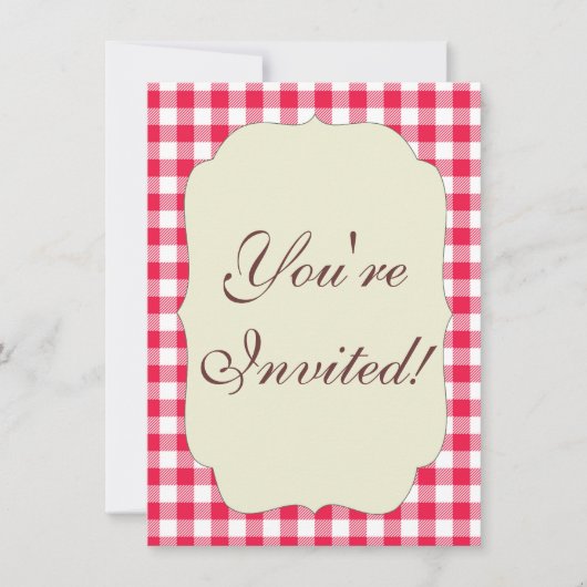 Invitation Motif Gingham Rouge et Blanc Classique Rustique (Devant)