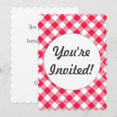 Invitation Motif Gingham Rouge et Blanc Classique Rustique (Devant / Derrière)