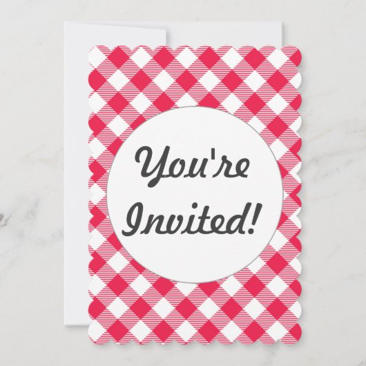 Invitation Motif Gingham Rouge et Blanc Classique Rustique (Devant)