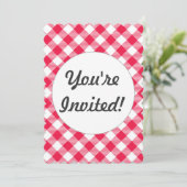 Invitation Motif Gingham Rouge et Blanc Classique Rustique (Debout devant)