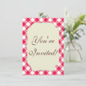 Invitation Motif Gingham Rouge et Blanc Classique Rustique (Debout devant)