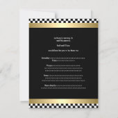 Invitation Motif Gold Black & White Check (Dos)