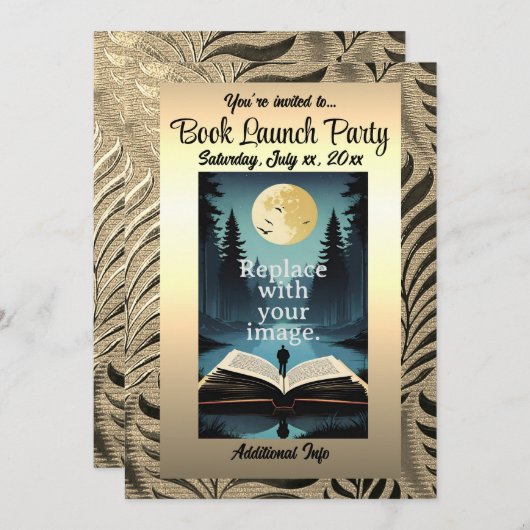 Invitation Motif Gold Leaf (Devant / Derrière)