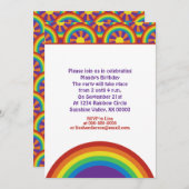 Invitation Motif graphique arc-en-ciel et soleil de style ann (Devant / Derrière)