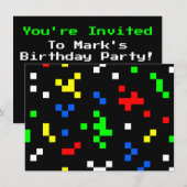 Invitation Motif graphique de jeu vidéo rétro 8 bits (Devant / Derrière)