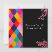 Invitation MOTIF HARLEQUIN MARDI GRAS Losanges colorés  (Devant)