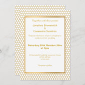 INVITATION MOTIF HEXAGON BLANC D'OR SIMPLE ET ÉLÉGANT (Devant / Derrière)