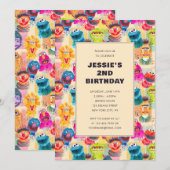 Invitation Motif illustré de la rue Sésame | Anniversaire (Devant / Derrière)