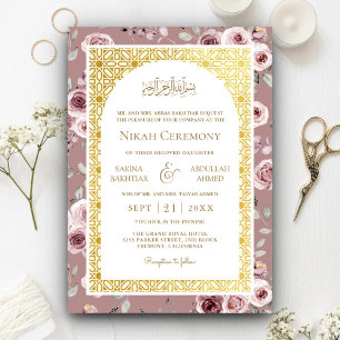 Invitation Motif islamique or rose poussiéreux Mariage musulm