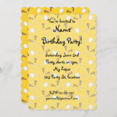 Invitation Motif jaune de lacrosse (Devant / Derrière)
