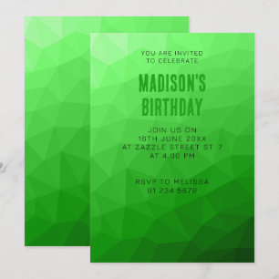 Invitation Motif lumineux à maillage géométrique dégradé vert
