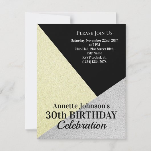 Invitation Motif luxueux classe or argent (Devant)