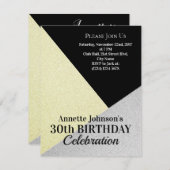 Invitation Motif luxueux classe or argent (Devant / Derrière)
