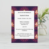 Invitation Motif Mandala Ganesh Violet Vibrant (Debout devant)