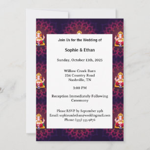 Invitation Motif Mandala Ganesh Violet Vibrant