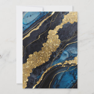 Invitation Motif Marbre Bleu avec Or