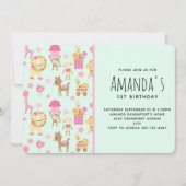 Invitation Motif mignon avec Animaux et Jouets heureux (Devant)