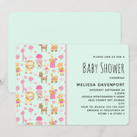 Motif mignon avec Animaux Heureux & Jouets Baby Sh