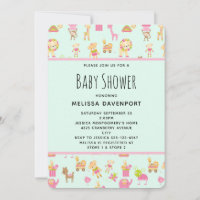 Motif mignon avec Baby shower d'animaux de pépiniè