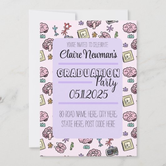 Invitation Motif mignon de neurosciences (Devant)