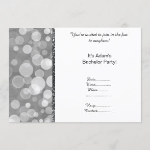 INVITATION MOTIF MODERNE ARGENT GRIS BLANC ENTERREMENT DE VIE