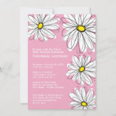 Invitation Motif moderne Chevron et marguerite bébé fille dou (Devant)