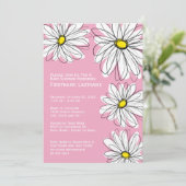 Invitation Motif moderne Chevron et marguerite bébé fille dou (Debout devant)