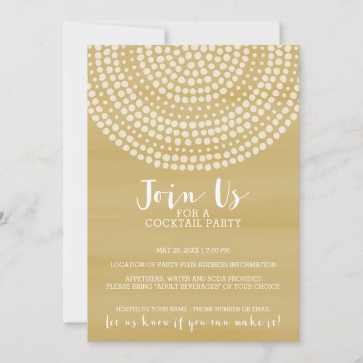 Invitation Motif moderne Circle Dot - Gold Cocktail Party (Devant)