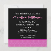 Invitation Motif moderne d'antan rose et noir (Dos)