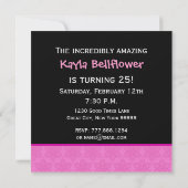 Invitation Motif moderne d'antan rose et noir (Dos)