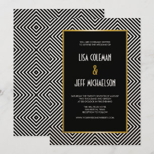 Invitation Motif moderne géométrique de diamants noir et blan