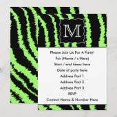 Invitation Motif monographique Lime vert et zèbre noir person (Devant / Derrière)