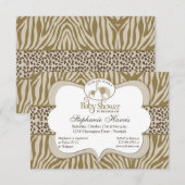 Invitation Motif neutre de léopard et de zèbre de baby shower (Devant / Derrière)