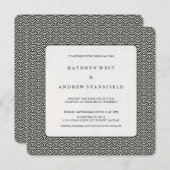 Invitation Motif noir + blanc Seigaiha (Devant / Derrière)