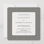 Invitation Motif noir + blanc Seigaiha (Devant)
