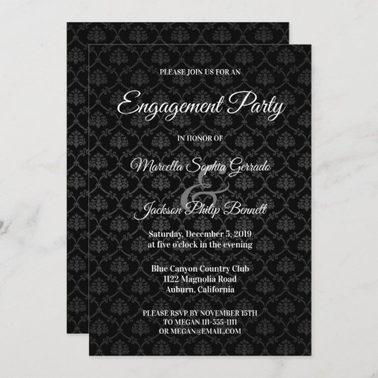 Invitation Motif noir classique (Devant / Derrière)