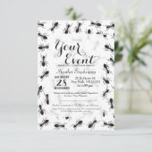 Invitation Motif noir drôle de fourmis (Debout devant)